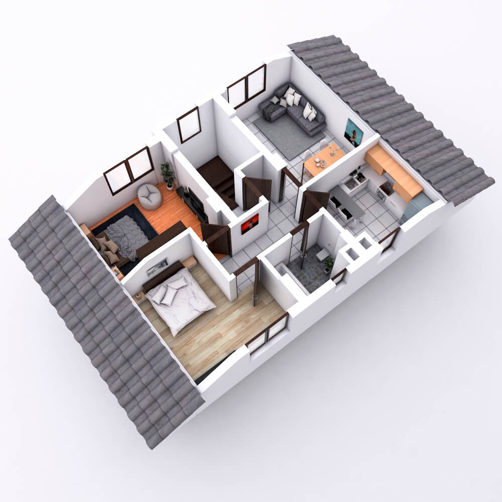 Rendu 3D intérieur maison