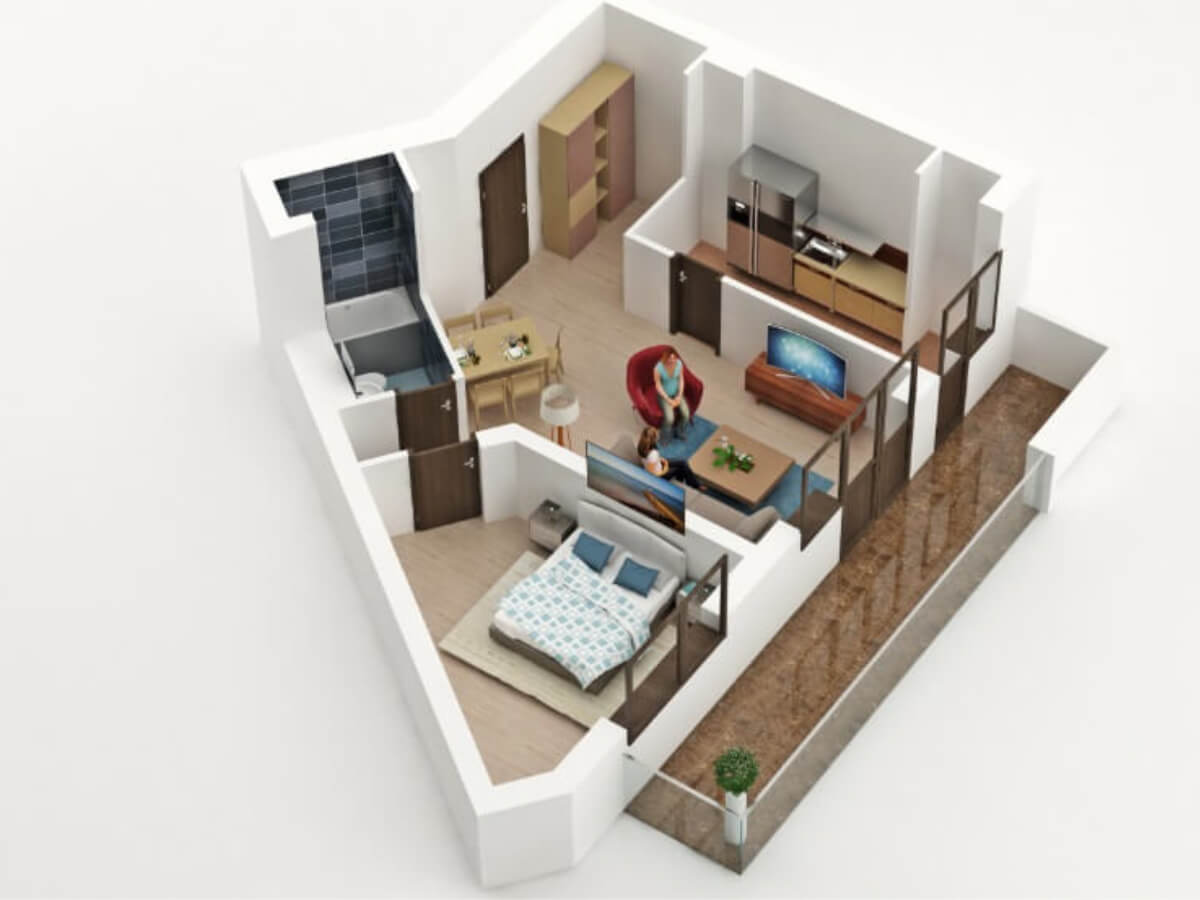 Rendu 3D intérieur d’appartement