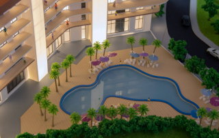 maquette hôtel piscine
