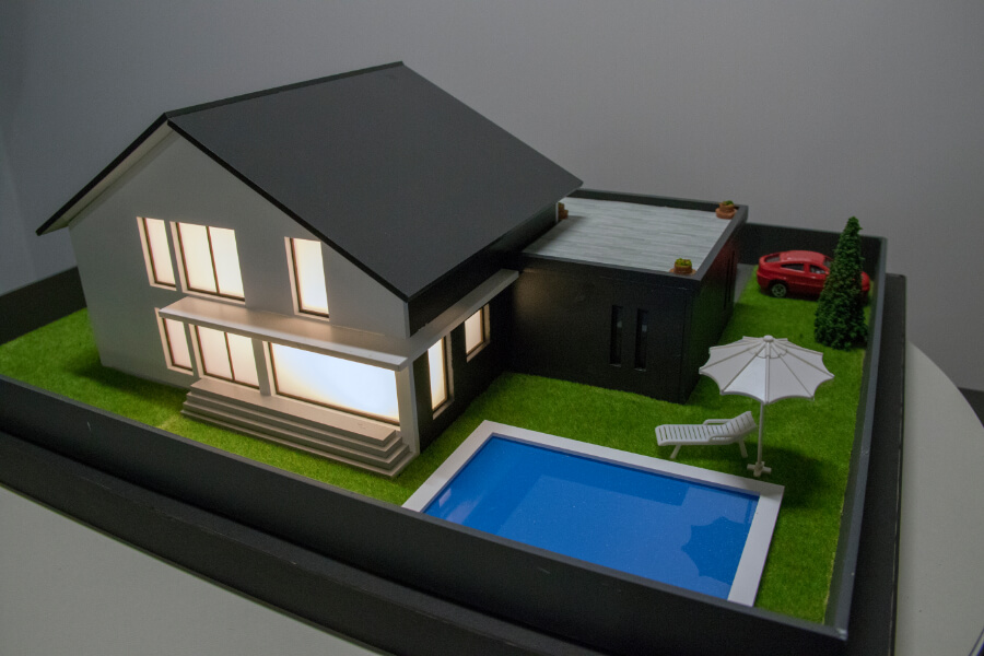 Maquette maison avec piscine