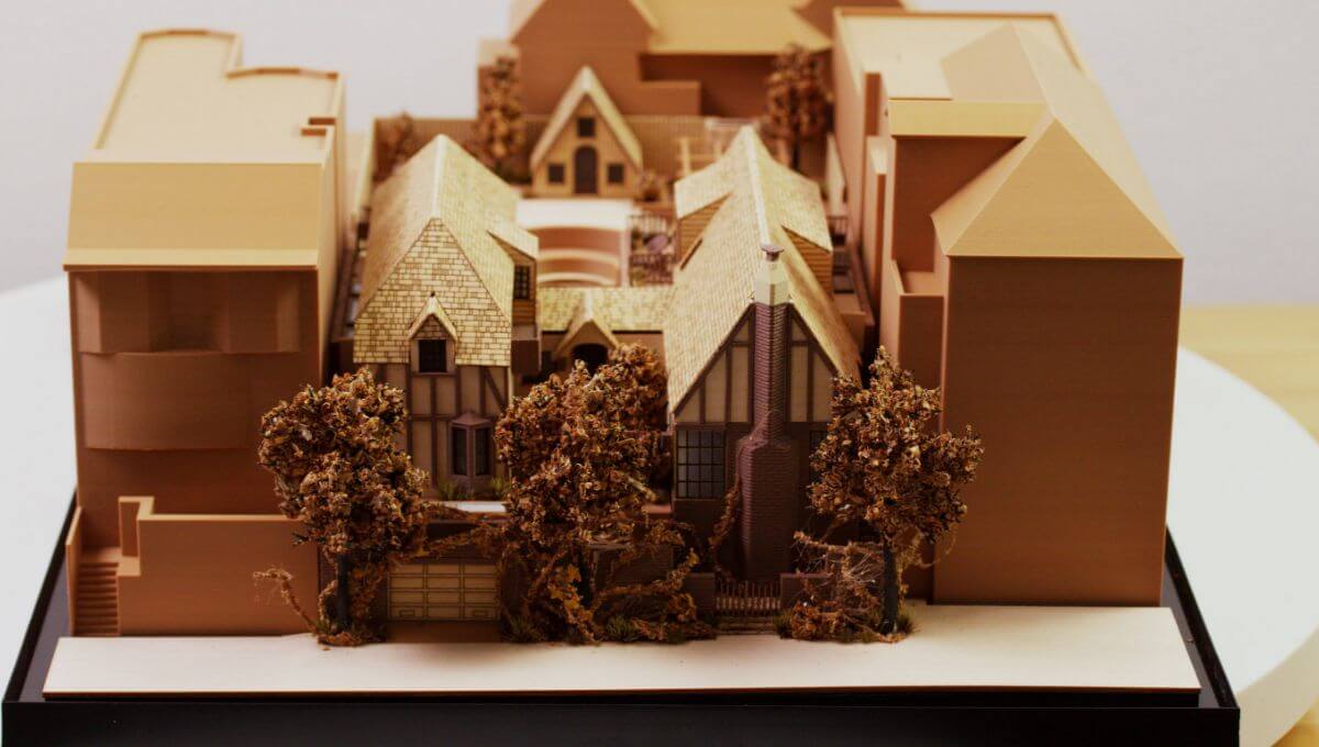 maquette d'architecture d'une maison néo-Tudor