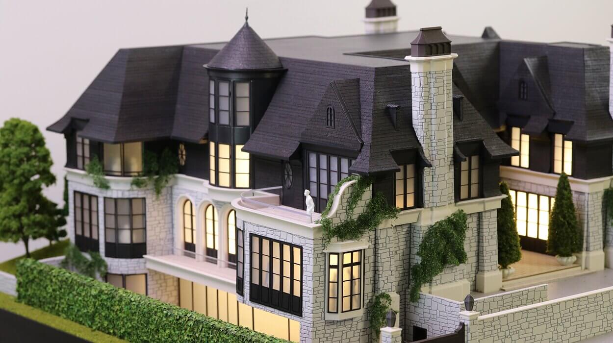 Maquette d'architecture d'une maison en pierre