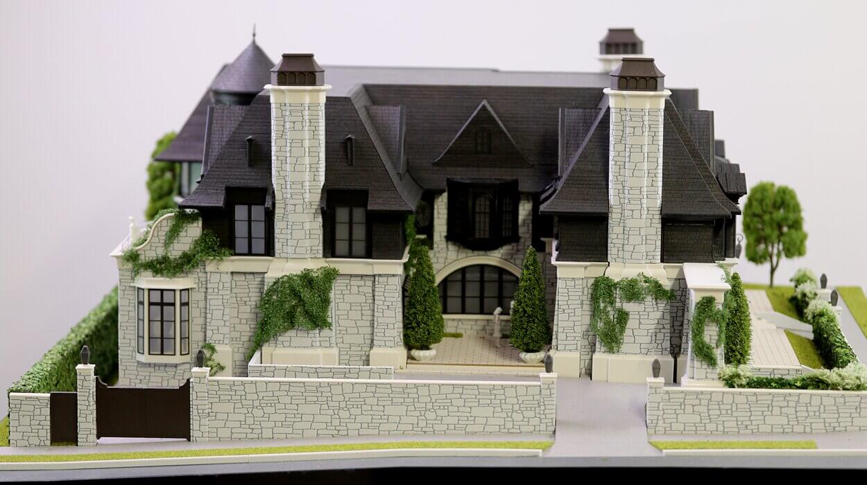 Maquette d'architecture maison en pierre