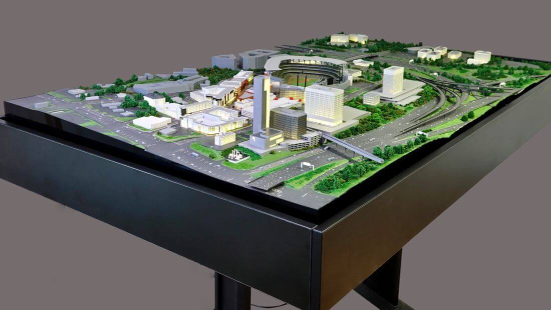 maquette architecturale complexe sportif